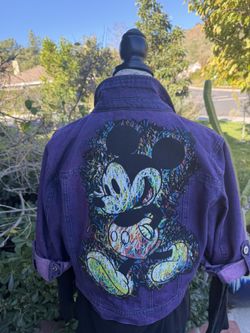 Women's "Mickey" 3/4 Sleeve Purple Denim Jacket XL