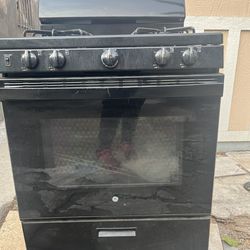 Black GE Gas Range Stove