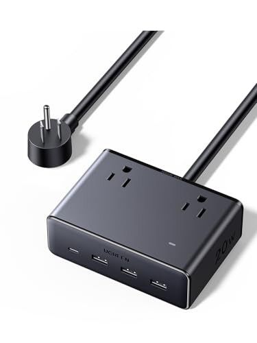 UGREEN Cruise Approved Power Strip, 4 AC Outlets, 4 USB 1 USB C, 5FT/1.5m Extension Cord, Charging Station for Multiple Devices, 20W Fast Charging for