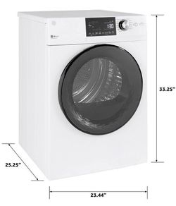 GE 24inch wide 4.3 cu. ft. Vented Front Load Stackable 240V Electric Dryer in White