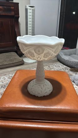 Milk glass pedestal dish