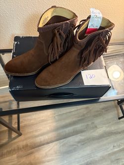 Lucchese Brown Suede Fringe Ankle Boots