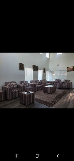 Striped Fabric Living Room Sofa Set