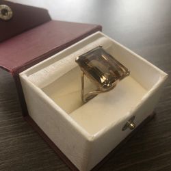 Burt  Cassell 12k gf large smokey quartz adjustable ring size 4