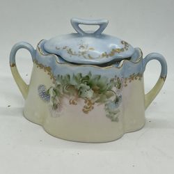 Zeh Scherzer Z.S.&Co Bavaria Sugar Bowl & Lid ~ Blue w floral Swags C.1(contact info removed) 