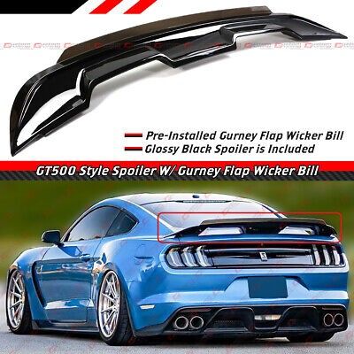 2015-2023 Ford Mustang GT500 Style Spoiler W/ Smoke Gurney Flap Wicker Bill