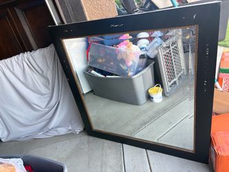 Large Black and Gold Framed Wall Mirror