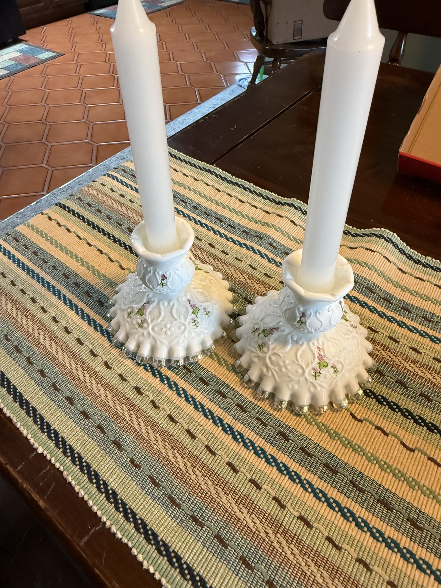 Fenton Violet In The Snow Candlestick