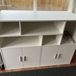 Double Litter Box Enclosure with Large Storage Space, Hidden Cat Litter Box Furniture for 2 Litter Boxes, Wooden Cat House Cabinet (White)