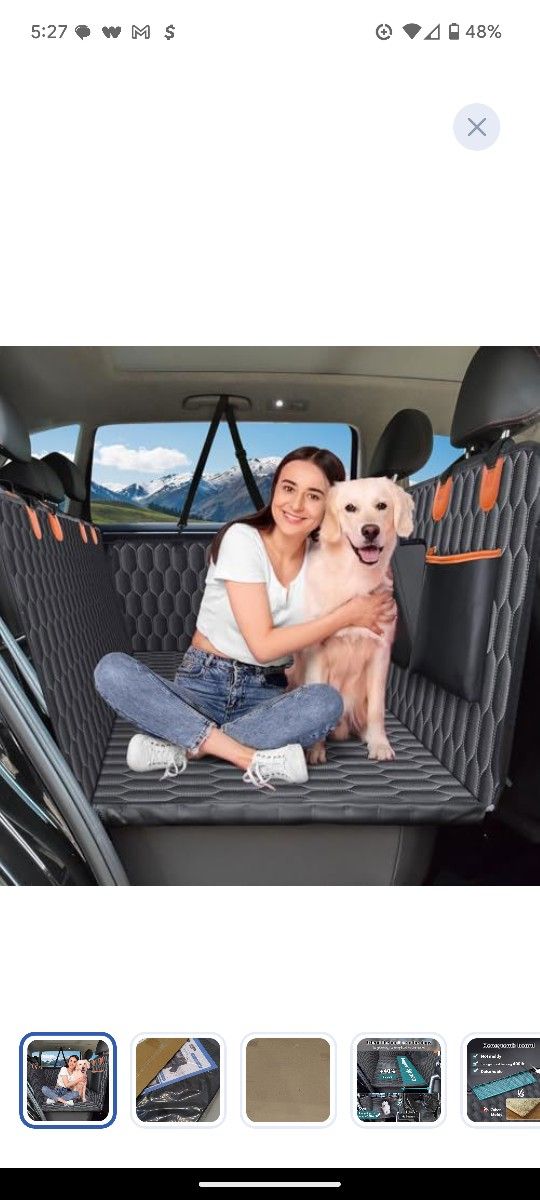 Chumajor Back Seat Extender for Dogs-Supports 400lb,Waterproof Dog Car Seat Cover Hard Bottom-Detachable,600D Heavy Duty Scratch Proof Nonslip Soft,Do