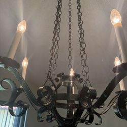 Vintage Iron Candle Chandelier 