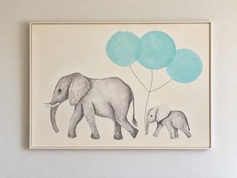 Elephant Nursery Wall Art – 30” x 24”