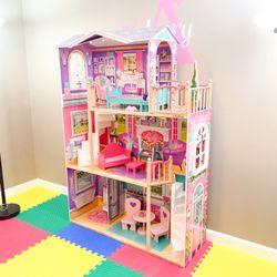 Girl’s Huge 5’+ Dollhouse With Wooden Furniture