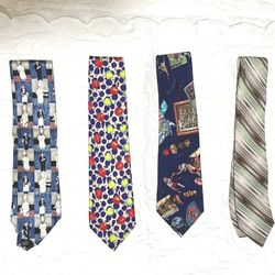LOT of FOUR Men’s Name Brand Ties - Ellis/Nicole Miller/Van Heusen/Bon Appetite 
