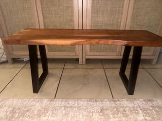 Live Edge Wood Bench with Metal Legs