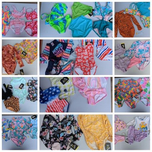 Kids Girls Bathing Suits Sizes 4/5 Up To Size 14.