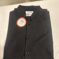 Happy Chef Men's Short Sleeve Chef Coat Black Gray Trim Size Xsmall NWT