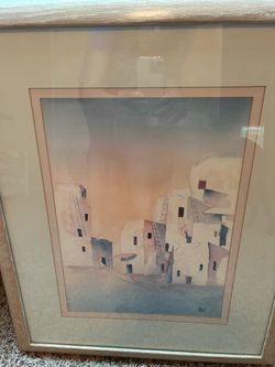Framed Southwestern Adobe Watercolor Print