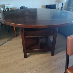 Dark Walnut High Dining Room Table