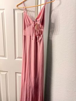 Pink Satin Maxi Dress with Tie Front