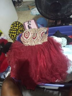 Burgundy & Gold Formal Dress/Homecoming Dress