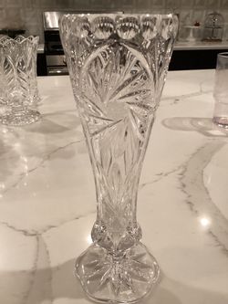 West German Breyer Bleikristall Lead Crystal FOOTED Vase 9.25”T x 3”dia (perfect condition! See photos)
