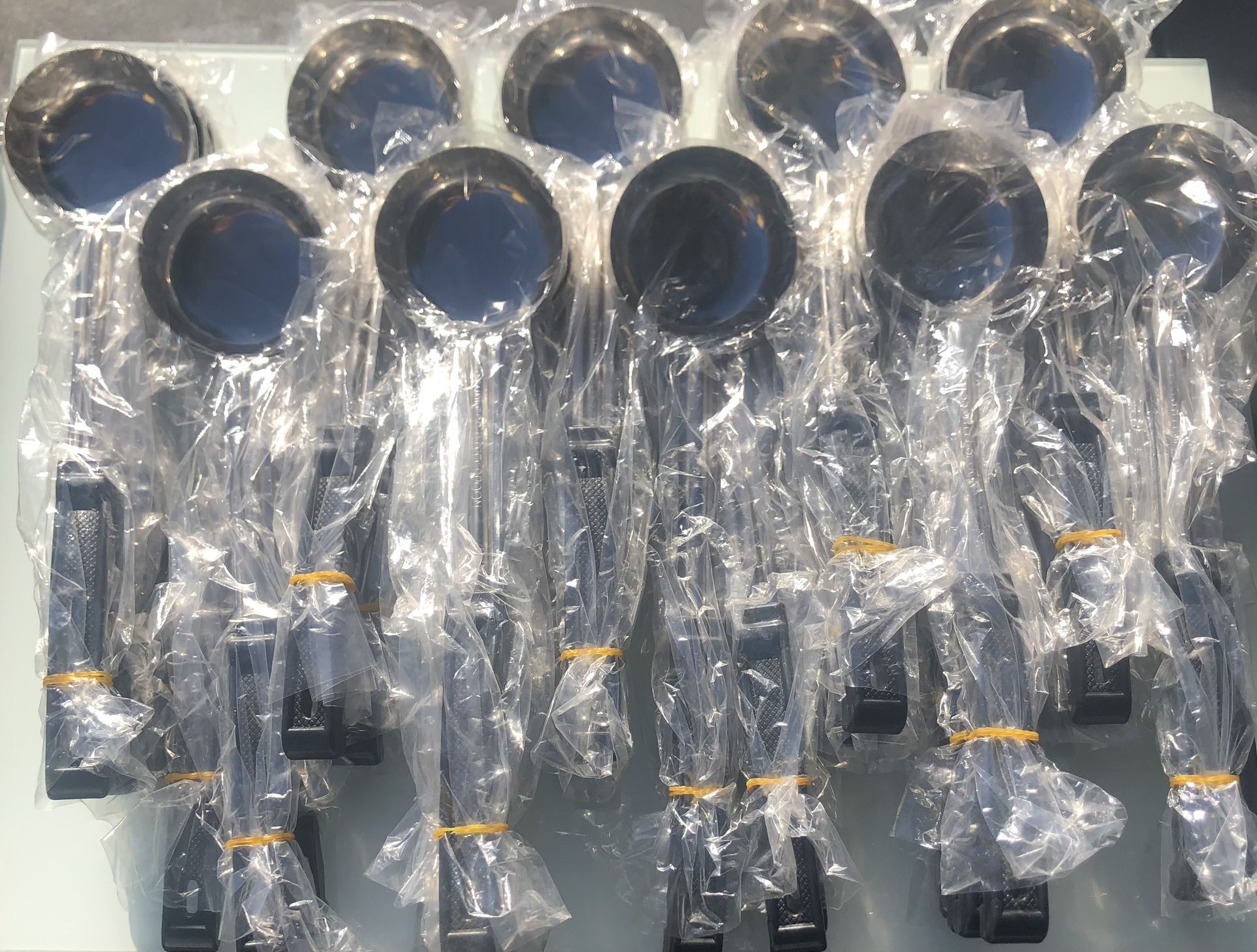 Bulk Commercial Portion Servers & Spoodles – 65pcs Mixed Sizes (New) 📦 Total: 65 Pieces (All New) 🔹 13 × 3 oz Portion Servers (Perforated / Beige H