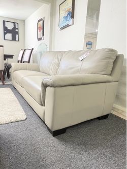 Cobbie feather gray leather sofa