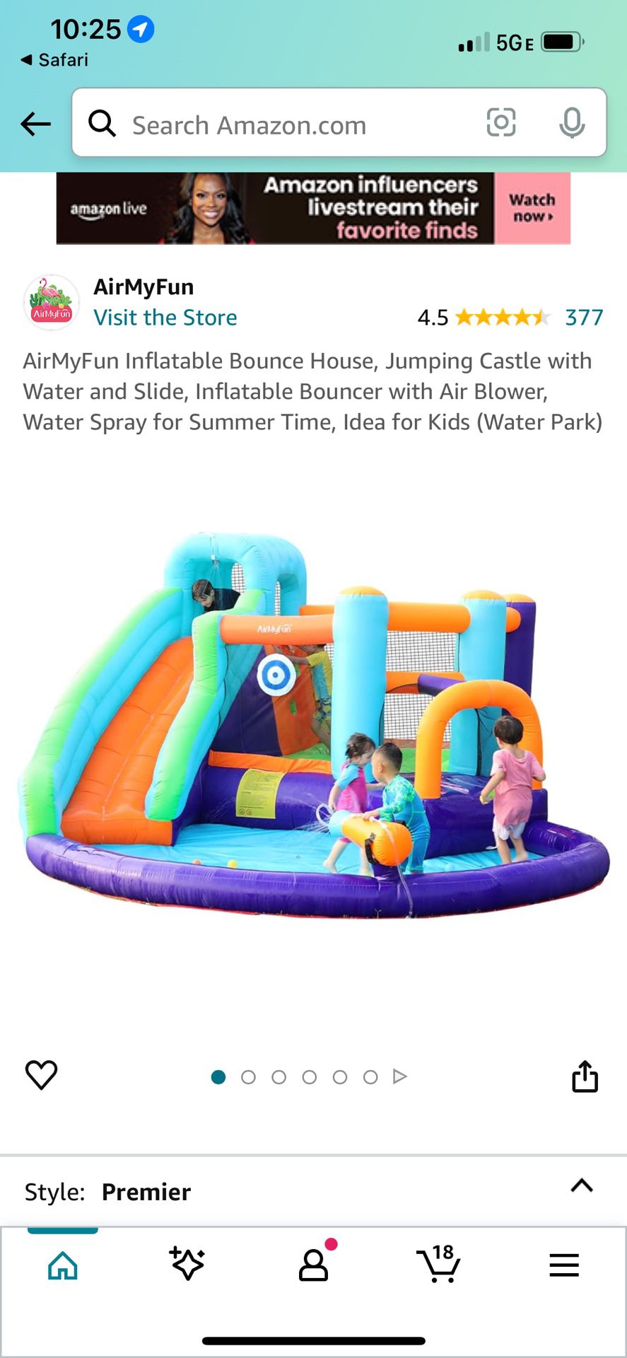 AirMyFun Inflatable Bounce House, Jumping Castle with Water and Slide, Inflatable Bouncer with Air Blower, Water Spray for Summer Time, Idea for Kids 