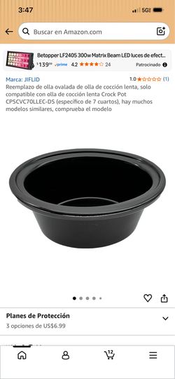 Crock Pot 7 Quart Oval Slow Cooker Replacement Pot Insert