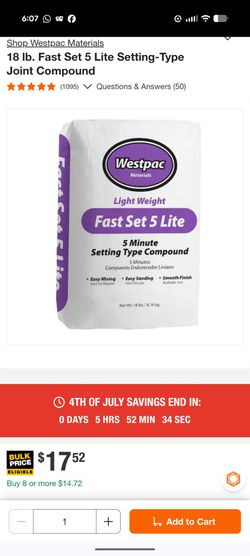 Westpac Fast Set Lite 5 Minute