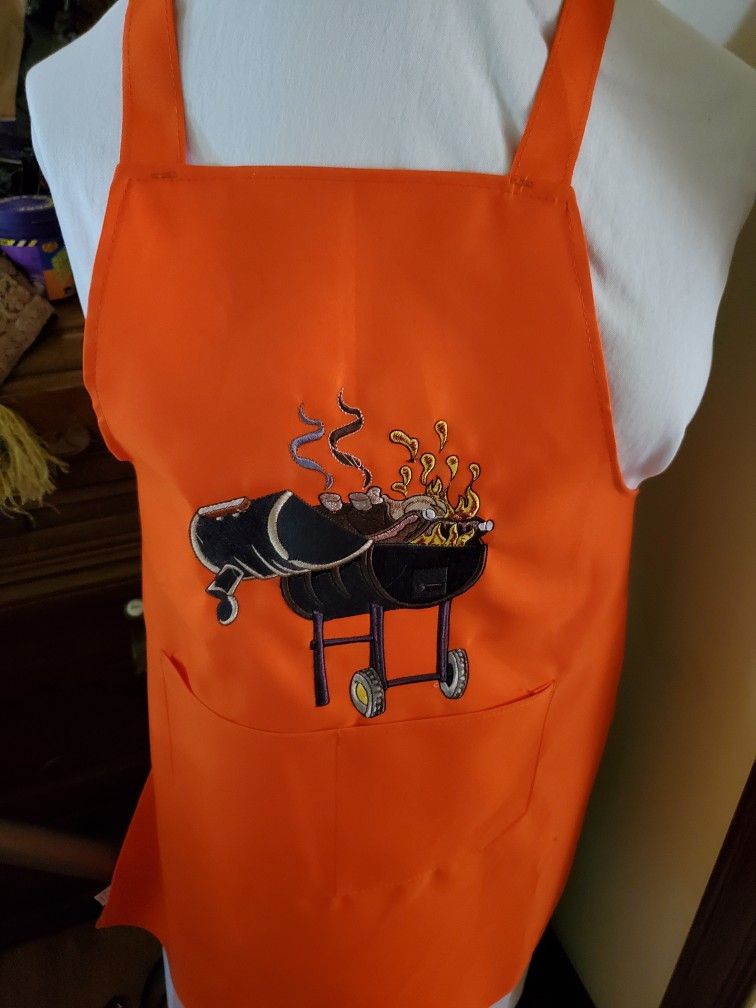 BBQ Me Some Food Orange Apron,embroidered