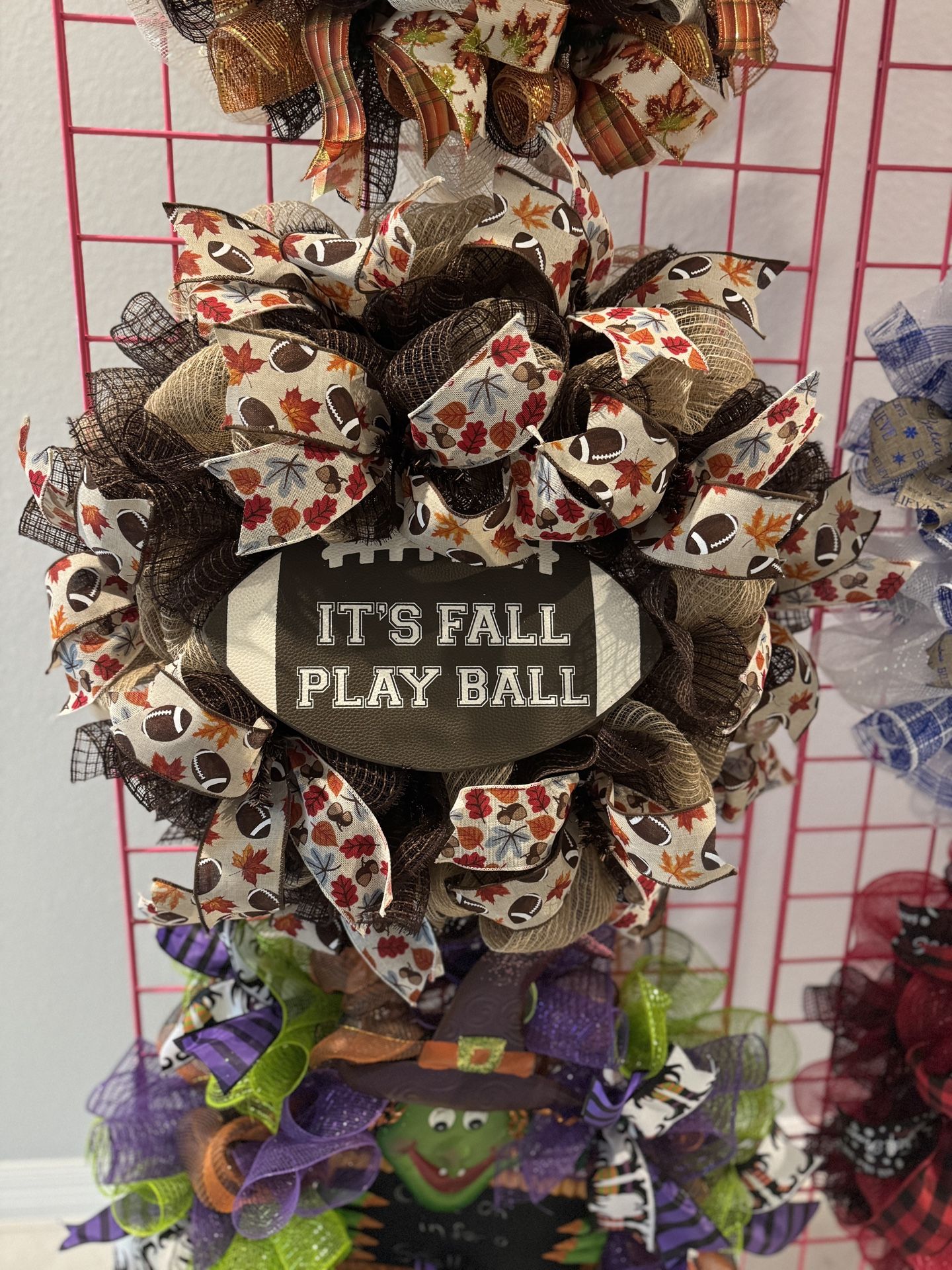 Handmade Fall Sports Wreath – Baseball Themed Door Decor