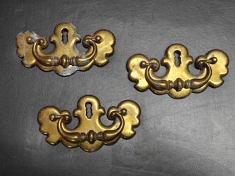 vintage Chippendale-style brass drawer pulls