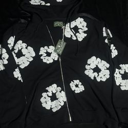 Black Denim Tear zip Up