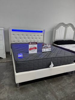 New Queen bed frame with mattress