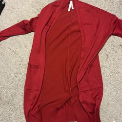 Red Open Front Cardigan – Size XL – Soft & Lightweight