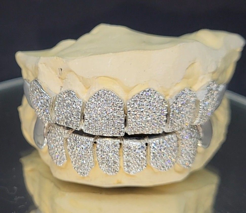 Silver Moissanite Grillz $100 Per Tooth Sale This Weekend