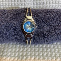 Anne Klein Silver With Blue Face Watch