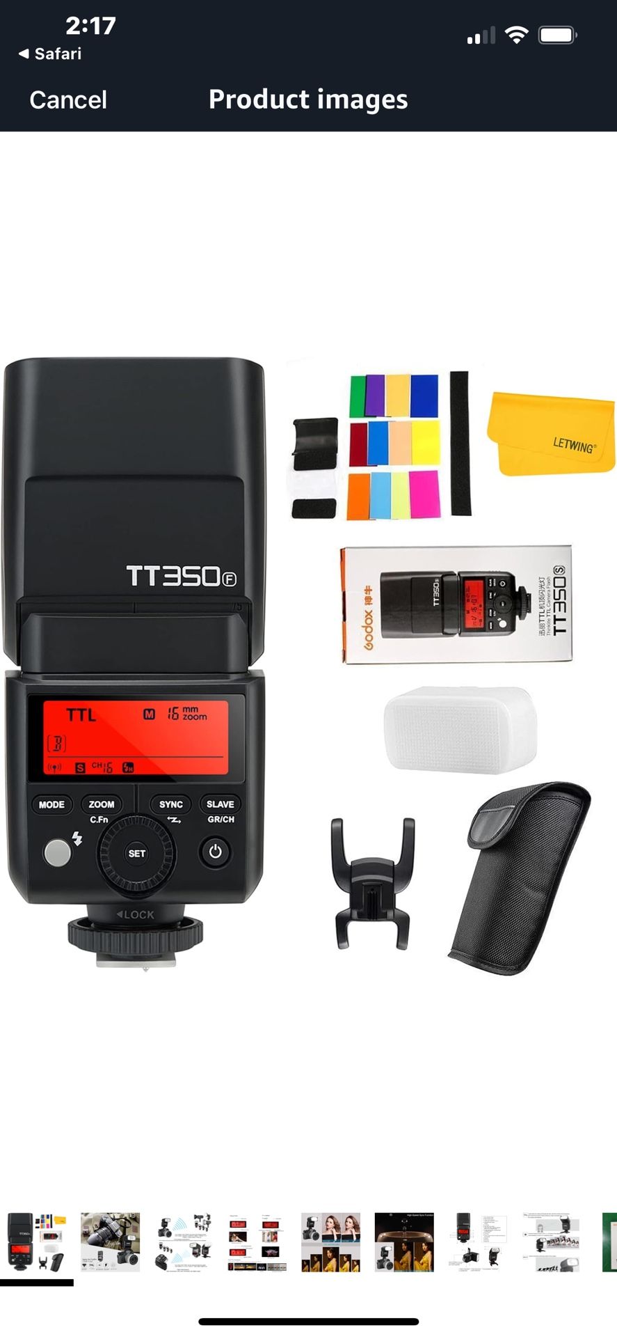 GODOX TT350F Flash for Fujifilm Camera, 2.4G Wireless GN36 HSS 1/8000s TTL Camera Flash Speedlite Compatible for Fuji Digital Camera X-Pro2 X-T20 X-T2