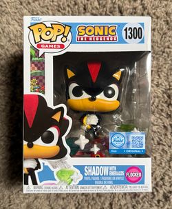 Funko Pop games Sonic the Hedgehog Shadow with Emeralds Flocked #1300