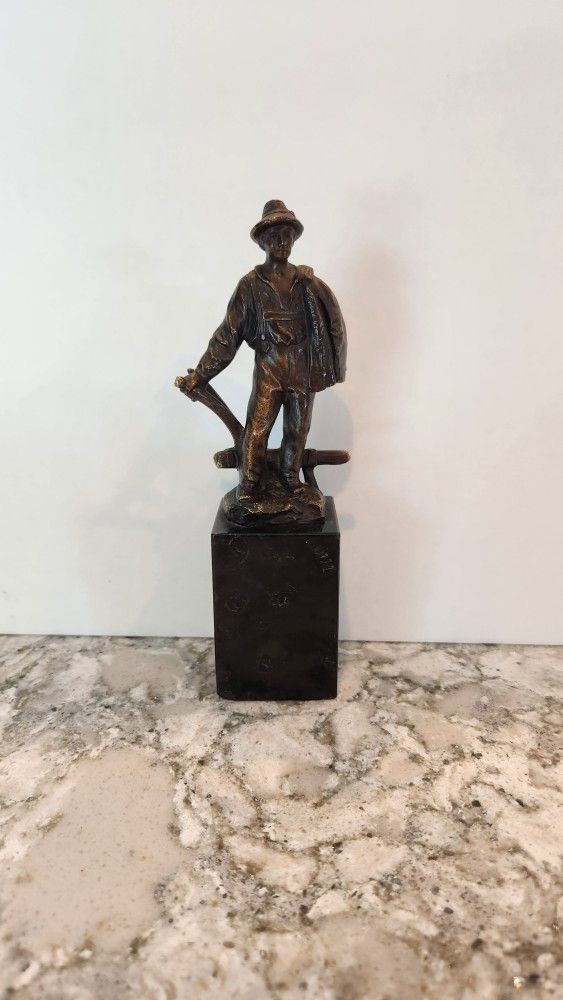 JULIUS SCHIDT FELLING Bronze Farmer with Plow statue GERMANY, 
