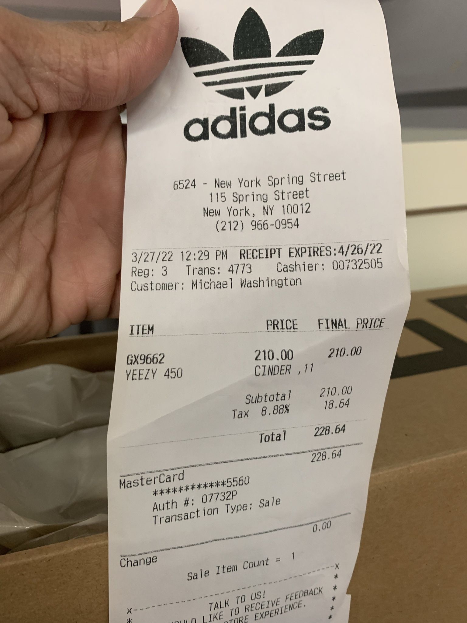 Yeezy 5 deals receipt