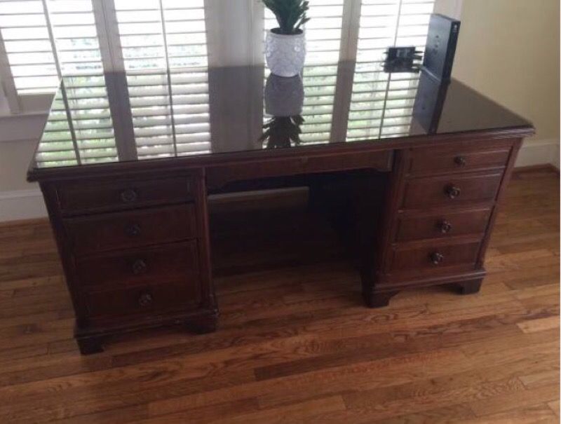 Large Executive Desk with Glass top
