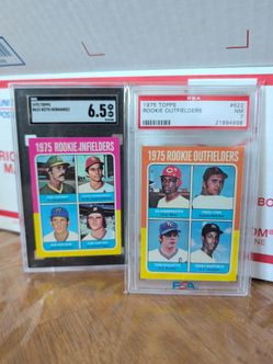 1975 Topps #622 Fred Lynn ROOKIE Red Sox PSA 7 NM + #623 Keith Hernandez Cardinals ROOKIE SGC 6.5 EX/NM+