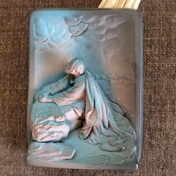 Vintage MCM Gethsemane 3D Relief Chalkware Wall Plaque 