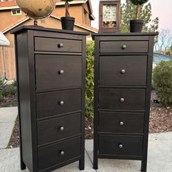 Black Solid Wood Hemnes 10 Drawer Dresser Chest of Drawers Furniture Set Great Condition 