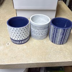 Set Of 3 Cement Planters By HARLAND&HAUG