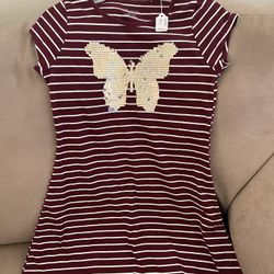 Burgundy Butterfly Dress for Girls