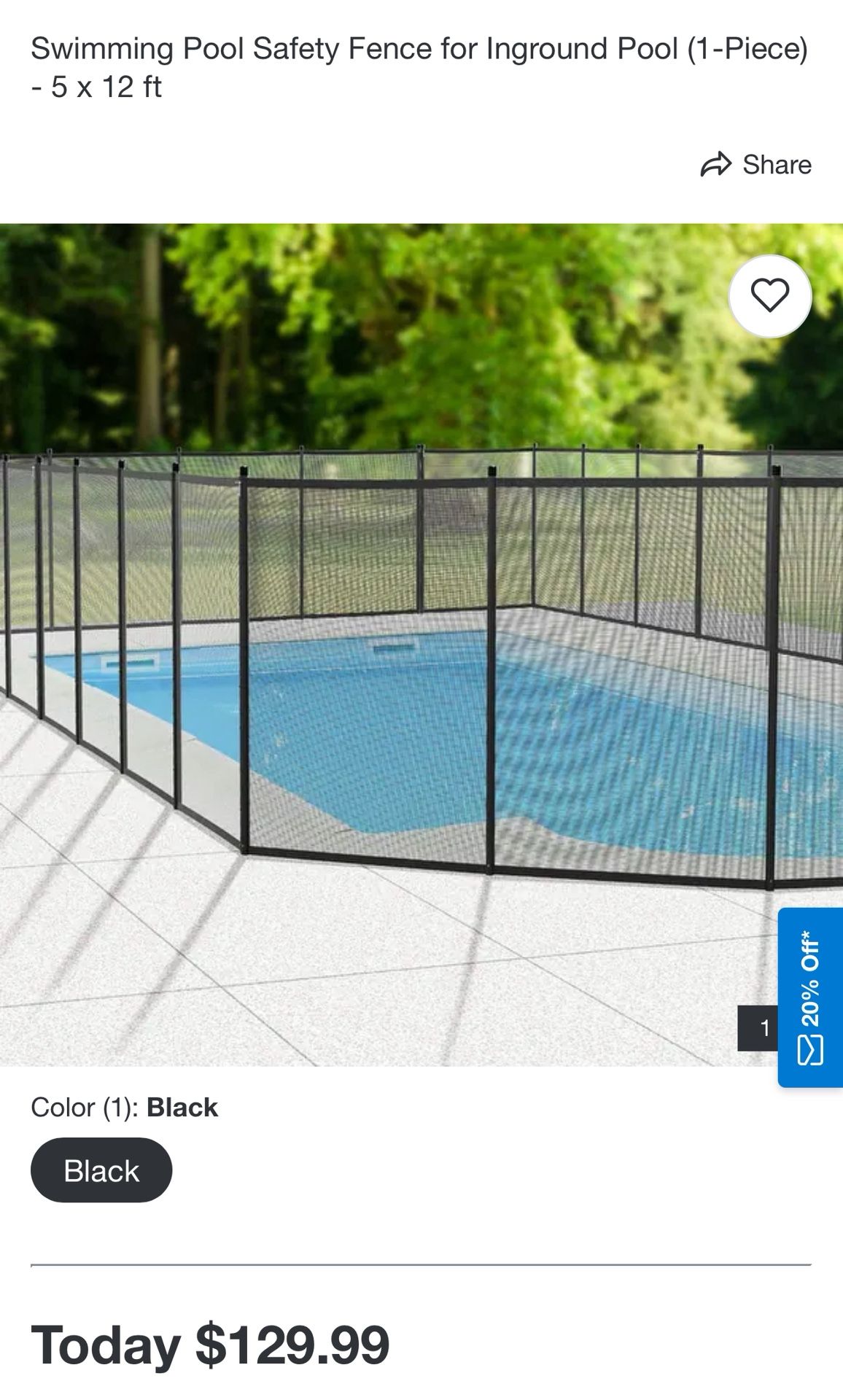 Pool Fence 5Ft X 12Ft Swimming Pool Fence In Ground Pool Safety Fencing, Black